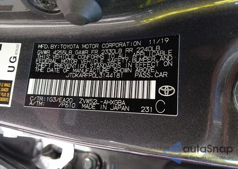 2020 Toyota Prius Prime Xle z USA, uszkodzony, nr VIN JTDKARFP0L3144181